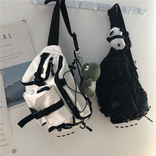Harajuku Techwear Canvas Sling Bag Gothic Crossbody Bag